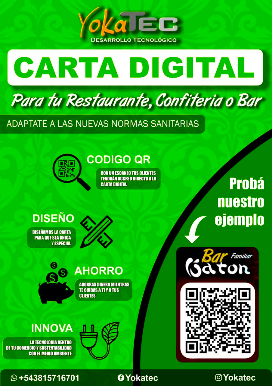 Carta digital para restaurantes, bares y hoteles
